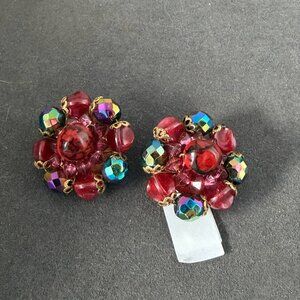 Vintage West Germany Beaded Cluster Earrings